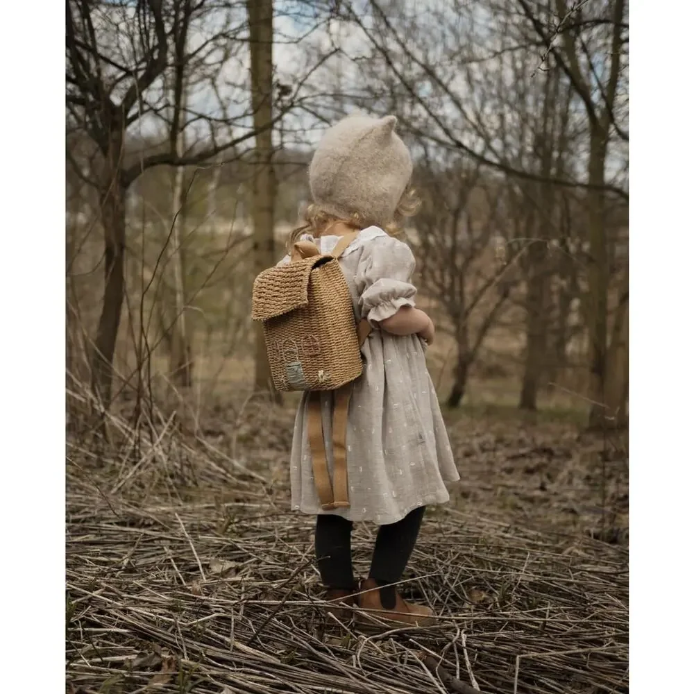 New Darling Little Cottage Shaped Woven Backpack